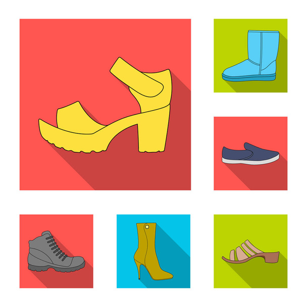 Different shoes flat icons in set collection for design. Men and women shoes vector symbol stock web illustration. - Vetor, Imagem