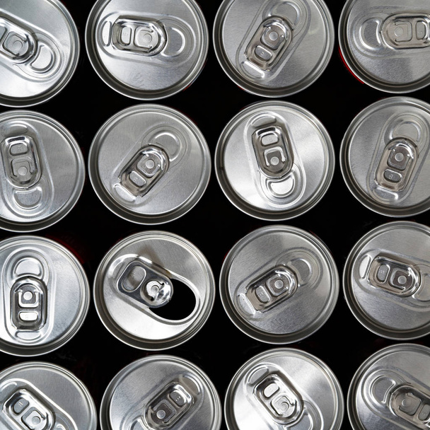 Top view, aluminium cans with a drink - Photo, Image