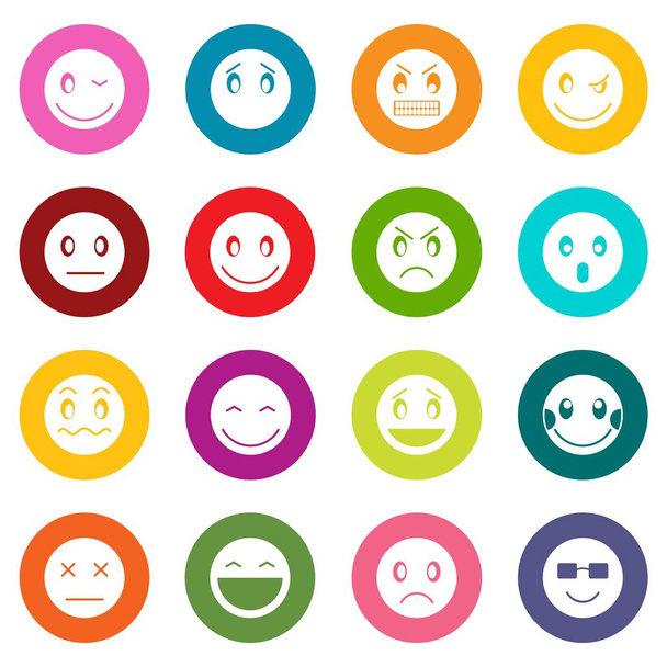 Emoticon icons many colors set - Vector, Image
