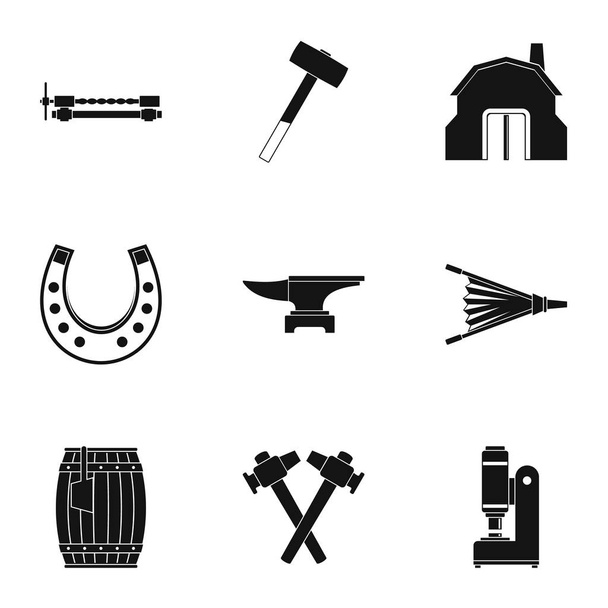 Industrial blacksmith icon set, simple style - Vektor, kép