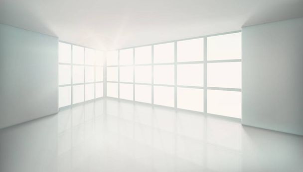 Empty room with large window. Vector illustration. - Vector, Image