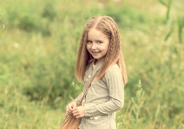 cute little girl is walking in summer - Fotografie, Obrázek
