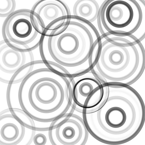 Zwarte en grijze cirkel op een witte achtergrond, de overlappende cirkels zijn gemaakt op wit papier. - Foto, afbeelding