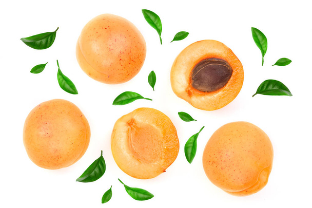 Apricot fruits isolated on white background macro - Photo, Image