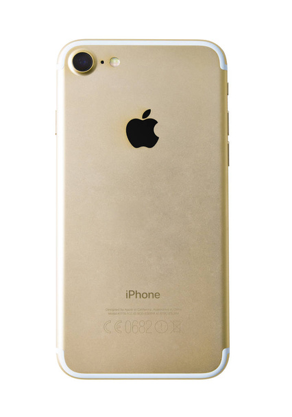 CHLUMCANY, CZECH REPUBLIC, DECEMBER 30, 2017: Apple iPhone 7 in the gold color isolated on white background - Foto, imagen