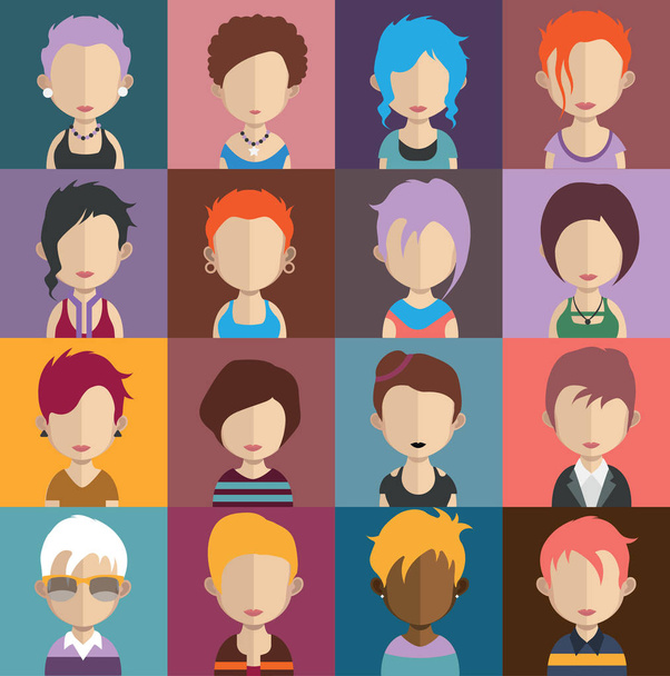 Zbiór różnorodnych avatary - Wektor, obraz