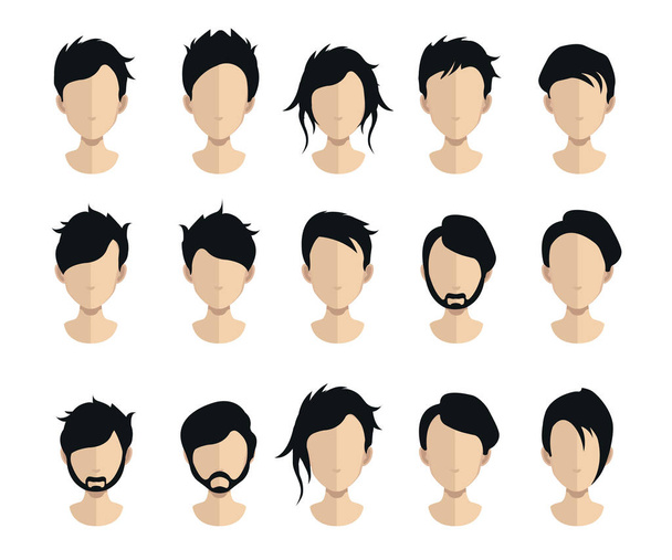 Avatarköpfe mit Frisuren, Haarschnitt-Kollektion, Vektorillustration - Vektor, Bild