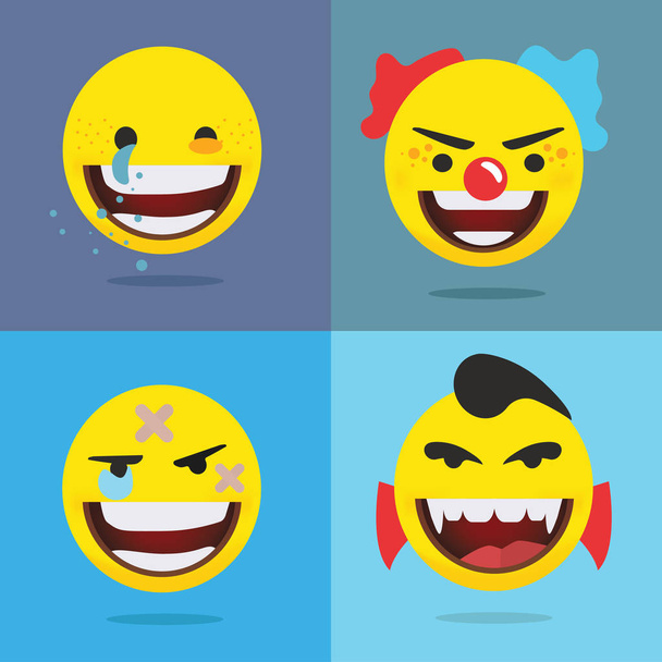 Caras emoji felices y risueño - Ilustración vectorial
 - Vector, Imagen