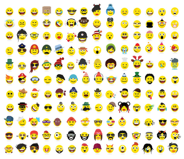 Színes vektoros illusztrációja sárga hangulatjelek meg. Emoji kollekció  - Vektor, kép