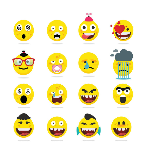 Creative emoticons, smileys isolated on white background, vector illustration - Vector, Image