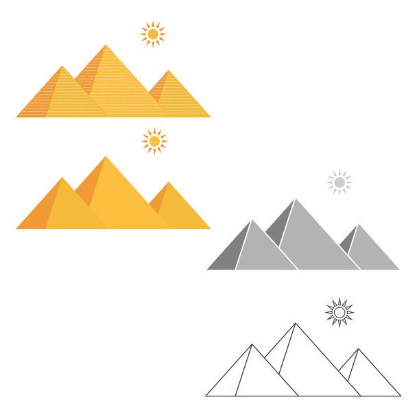 Expression of the Egyptian pyramids of Giza, desert landscape - Vector, Image