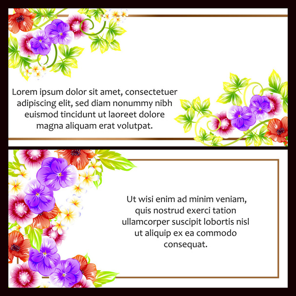 Vintage style flower wedding cards set. Floral elements in color - Vektör, Görsel
