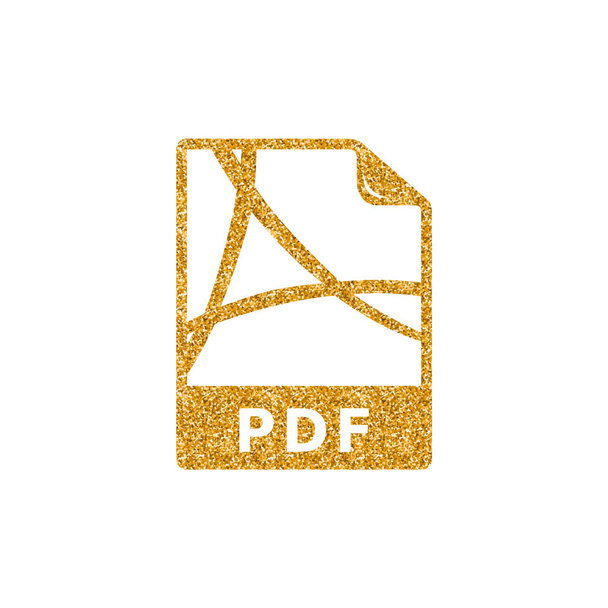 Icono de formato de archivo de documento portátil en textura de brillo dorado. Sparkle lujo estilo vector ilustración
. - Vector, imagen