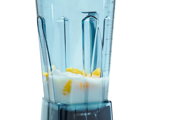 Mango and yogurt smoothie. Ingredients  for smoothie in blender  - Photo, Image