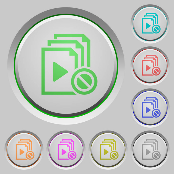 Disabled playlist color icons on sunk push buttons - Vector, Image