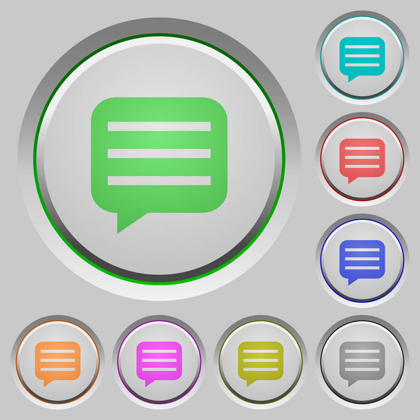 Message box with rows color icons on sunk push buttons - Vector, Image