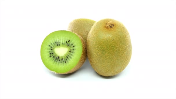 Fresh kiwi fruit on white background - Footage, Video