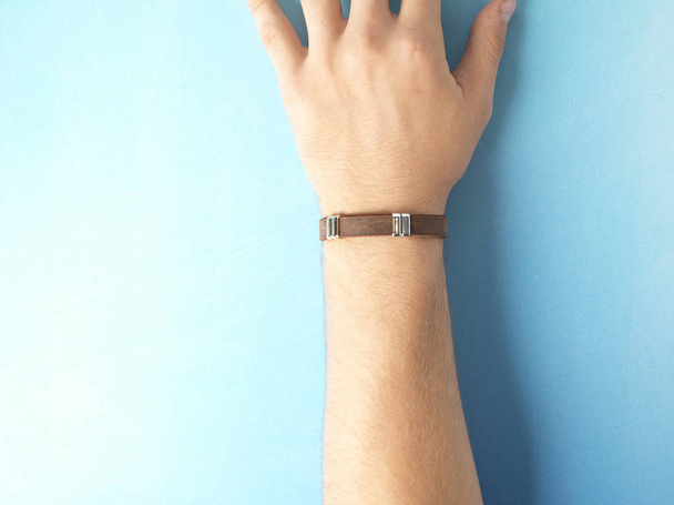 natural leather handmade wristband - Fotó, kép