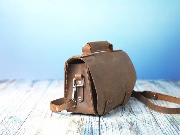 brown leather messenger bag - Photo, Image