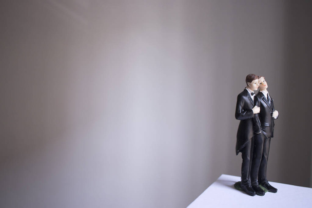 Kakku päällä homo häät pari kahden miehen sulhaset tilalla romanttinen avioliitto syleily LGBT rakkaus
. - Valokuva, kuva