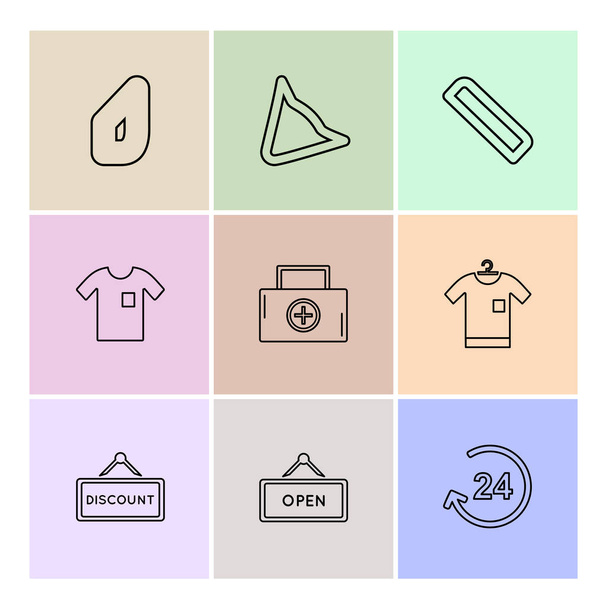 Different minimalistic flat vector app icons on white background - Vektor, kép