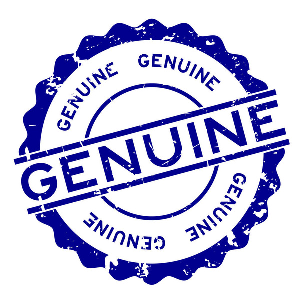 Grunge blue echtes Wort runde Gummidichtung Stempel auf weißem Hintergrund - Vektor, Bild