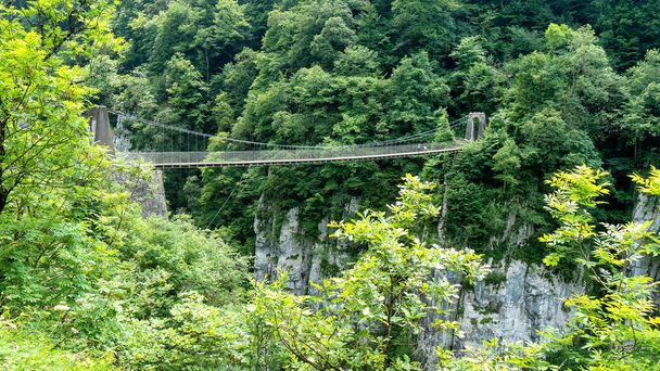 Holtzarte most wiszący, Akwitania, Francja - Zdjęcie, obraz