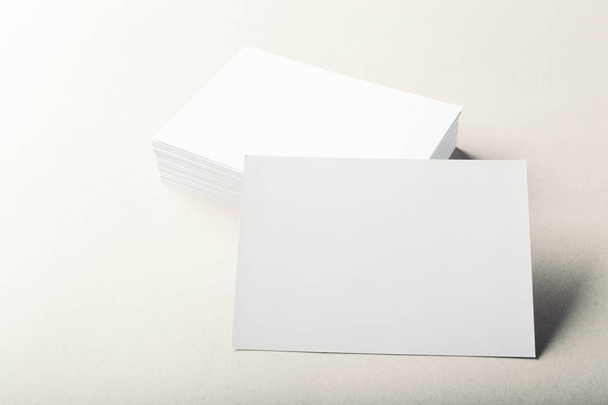 blank business cards on grey background - Φωτογραφία, εικόνα