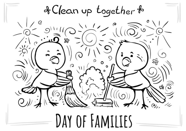 Прибирайся разом - день сім'ї вітальних листівок
 - Вектор, зображення