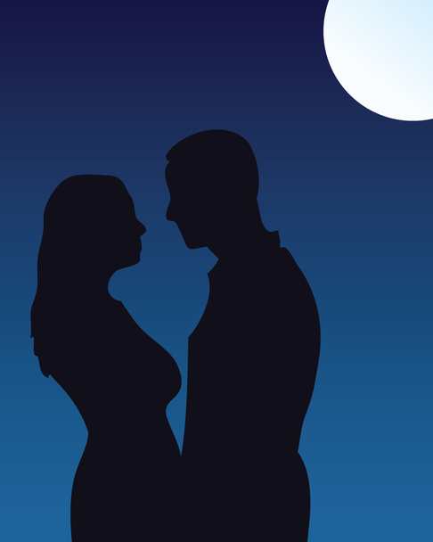 Поцілунок в місячному світлі
 - Вектор, зображення