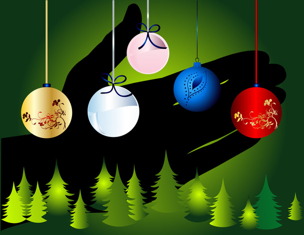 Christmas ball in hand - Vector, Image