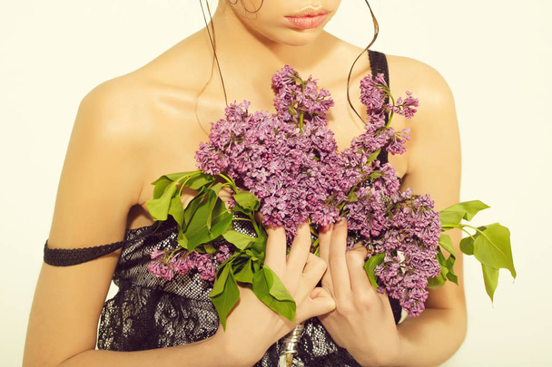 Lilac bunch in female hands - Photo, Image