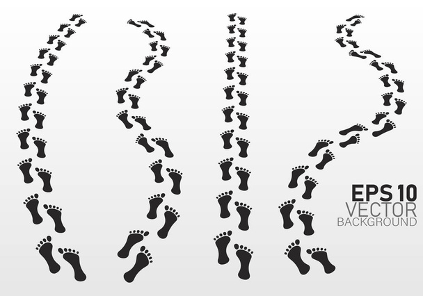 Shoe and bare foot print. - Vector, Image