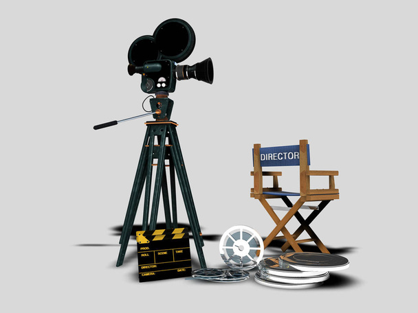 Film set on a neutral background, 3D rendering - Photo, Image