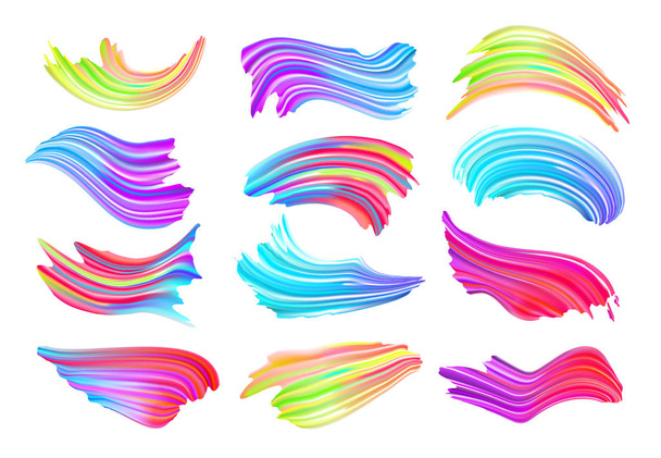 Set of colorful brush strokes. Modern design element. Vector illustration - Vetor, Imagem