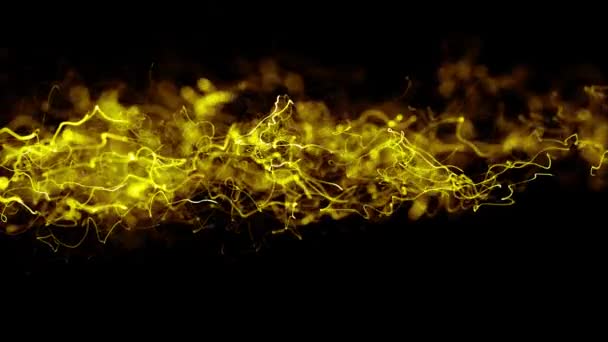 yellow gold energy light strings or waves background on black. Usable as future modern data information flowing, technology presentation,organic biology animation. 3D render 4k video - Footage, Video