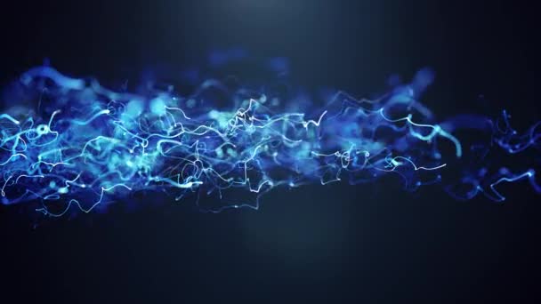 loopable blue energy light strings waves background with flares and backlighting.Future modern data information flowing loop,technology presentation,organic biology animation.3D render looping video - Footage, Video