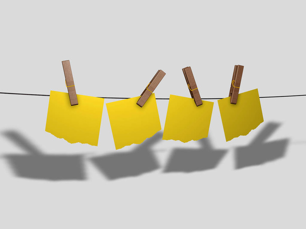 Hojas amarillas colgando sobre un fondo neutro, representación 3D
 - Foto, imagen