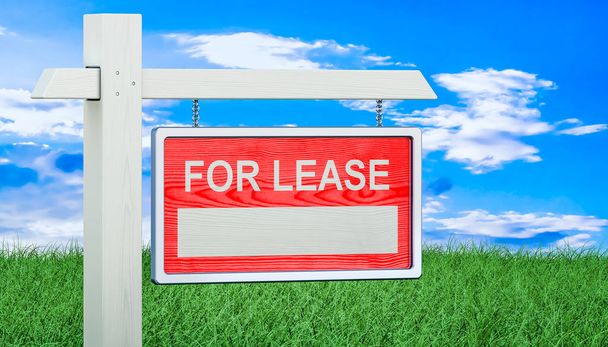 For Lease sign in green grass, 3d rendering - Zdjęcie, obraz