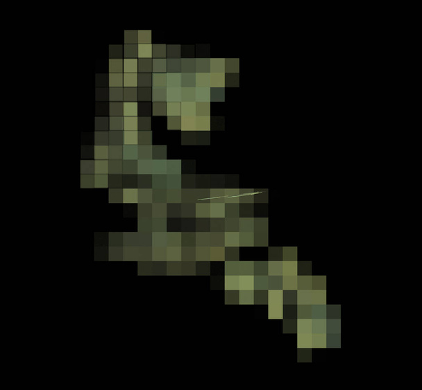 Camouflage pixel fractal blurred on a black background - Photo, Image