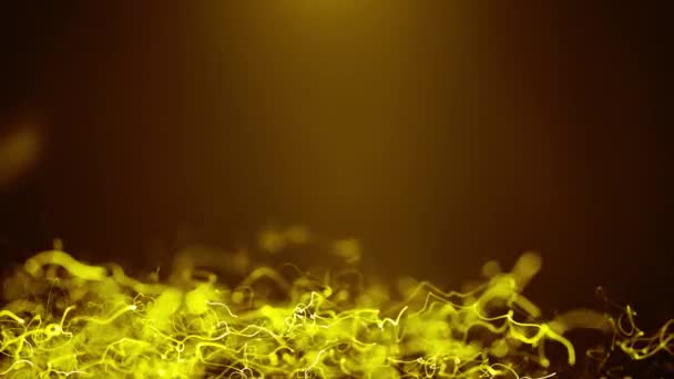 loopable žlutá zlatých energie světelné řetězce vlny s světlice a kopírovat prostor pro text nebo logo. Budoucí moderní datové informace proudící smyčky, technologie, ekologické biologie animace. 3D vykreslení, přehrávání 4 k videa - Záběry, video