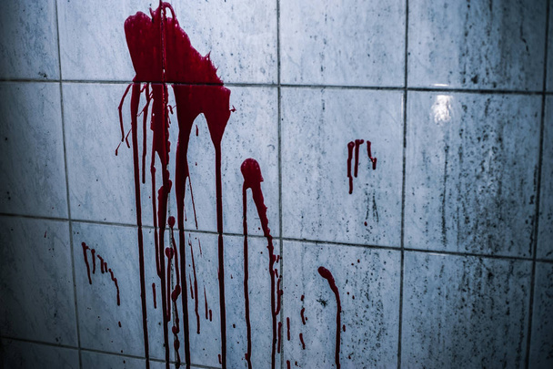Halloween background. Blood on wall background - Foto, afbeelding