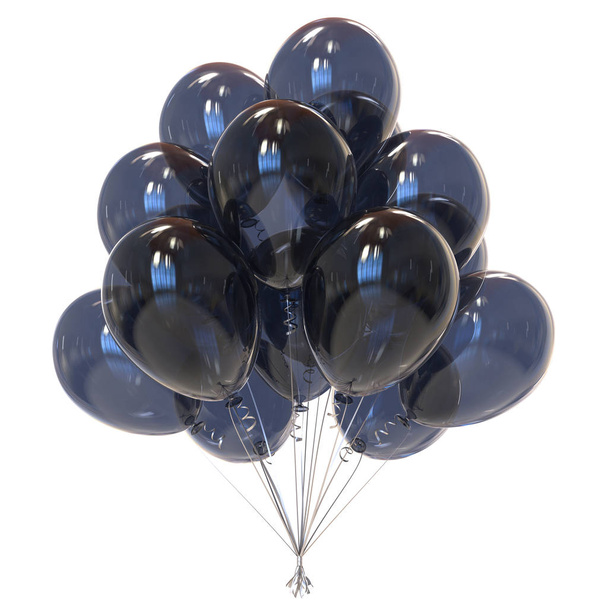 party balloons black translucent. sadness symol. 3d illustration - Fotó, kép