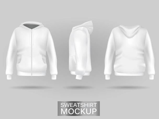 White sweatshirt hoodie template - Vector, afbeelding