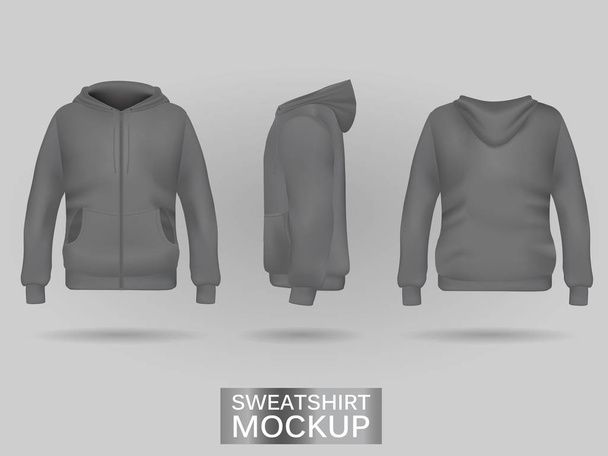 Grey sweatshirt hoodie template - Вектор,изображение