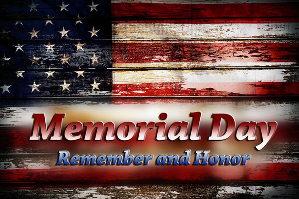 Memorial Day. American flag on boards - Foto, Imagem