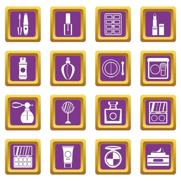 Cosmetics icons set purple - Vecteur, image
