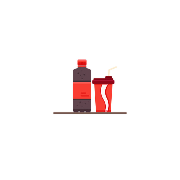 Bottle of juice, coctail. Cold drinks icon. Vector flat illustration - Vector, Image