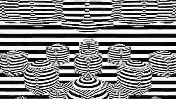 Черно-белые полосы. Созданный компьютером абстрактный фон, 3D рендеринг - Кадры, видео