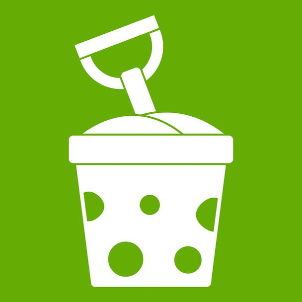 Toy bucket and shovel icon green - Vector, afbeelding